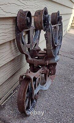 Antique Cast Iron Primitive The Harvester Hay Trolley Carrier Unloader Pulley