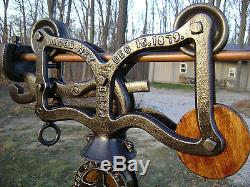 Antique Cast Iron Rare Jacob Ney Hay Trolley Pat 1879 Barn Farm Pulley Tool