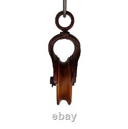 Antique Cast Iron Star Line Double-star Barn Pulley Wood Wheel (083)