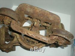 Antique Cast Iron W & B DIAMOND Hay Trolley vtg Very Heavy Tool