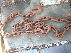 Antique Chain Large Steel Hook Towing Lifting Crane Heavy Yard Art