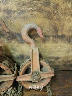 Antique Differential Block 1/2 Ton Chain Hoist Block and Tackle Pulley Model 412