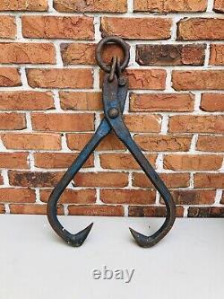 Antique Dixie Cast Iron Grapple Hay Hook Trolley Log Tongs