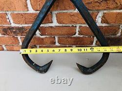 Antique Dixie Cast Iron Grapple Hay Hook Trolley Log Tongs