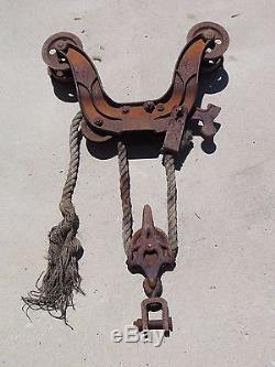 Antique E. L. CHURCH cast iron hay trolley PAT. 1876 vtg farm carrier pulley BIG