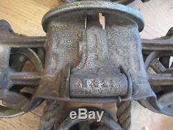 Antique F E MYERS Cast Iron Farm Hay Trolley with pulley OK Unloader Barn Find WoW