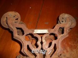 Antique F. E. MYERS HAY UNLOADER BARN TROLLEY Iron Pulley Farmhouse Industrial
