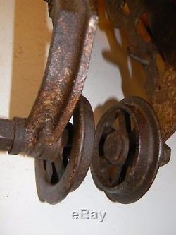 Antique F. E. MYERS Hay Trolley Carrier Barn Rustic Decor with Drop Pulley