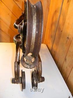 Antique F. E. MYERS Hay Trolley Carrier Barn Rustic Decor with Drop Pulley