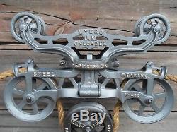 Antique F. E. Myers & Bro. O. K. Original Hay Trolley Ashland Oh Rope Decor Light