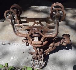 Antique F. E. Myers & Bros. Sure Grip Unloader Cast Iron Hay Trolley Carrier