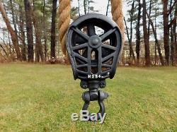 Antique F. E. Myers & Bros. Wood Beam Unloader Cast Iron Hay Trolley Barn Pulley