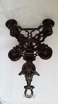 Antique F E Myers Cast Iron farm Hay Trolley with pulley 1884 patent