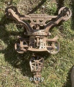 Antique F E Myers Cloverleaf Hay Trolley Rail Grapples Complete Setup