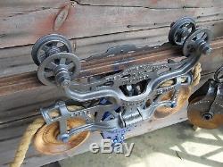 Antique F. E. Myers O. K. Original Hay Trolley With Bonus Pulley Rope Decor Light