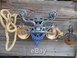 Antique F. E. Myers O. K. Original Hay Trolley With Bonus Pulley Rope Decor Light