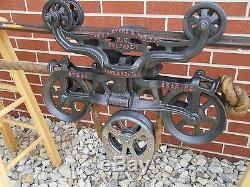 Antique F. E. Myers O. K. Unloader Original Hay Trolley With Rope Ornate Decor