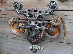 Antique F. E. Myers Original Restored Hay Trolley Rustic Decor Light Wood Wheels