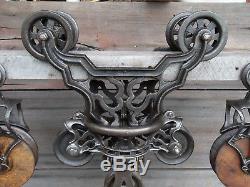 Antique F. E. Myers Ornate Hay Trolley Restored Barn Rustic Decor With Pulleys