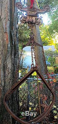 Antique FARM BARN Trolley FE MYERS Hay Pulley Cast Iron Tool Unloader