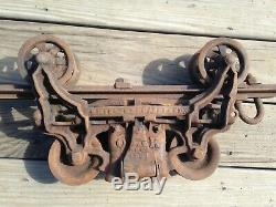 Antique FE Myers & Bro. Cast Iron OK Hay Barn Trolley Pulley c 1884 Unloader