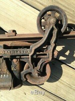 Antique FE Myers & Bro. Cast Iron OK Hay Barn Trolley Pulley c 1884 Unloader