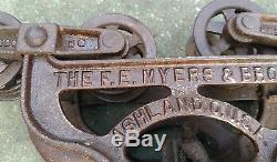 Antique FE Myers & Bros Cast Iron Barn Hay Trolley Pulley Vintage Farm Tool Big