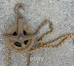 Antique Ford Weston Differential 1Ton Chain Hoist Dual Block & Tackle Pulley-USA