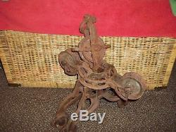 Antique Frank Patten very old barn hay trolley cast iron solid