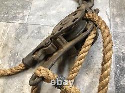 Antique HD Block and Tackle STEEL BLOCKS Pulley System Farm Steampunk Rustic