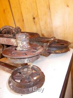 Antique HUDSON Hay Trolley Carrier Unloader Barn Decor with Drop Pulley & Trip