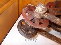 Antique HUDSON Hay Trolley Carrier Unloader Barn Decor with Drop Pulley & Trip