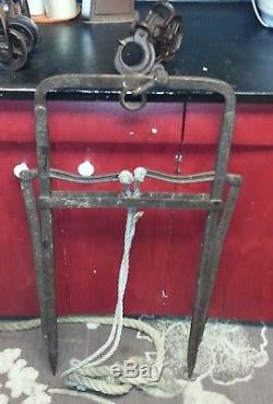 Antique Harvester Cast Iron Barn Hay Trolley Works