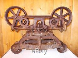 Antique Hay Trolley Carrier Barn Rustic Decor with Drop Pulley