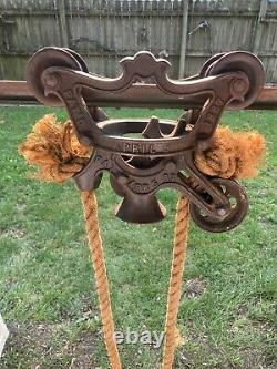 Antique Hay Trolley Cast Iron The Ney Mfg Co Farm Primitive Barn Pulley Complete