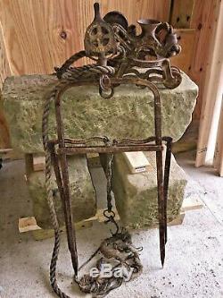 Antique Hay Trolley Forks Pulley Ney Mfg Co Cast Iron Canton OH Barn Equip 1887