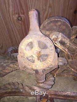 Antique Hay Trolley Forks Pulley Ney Mfg Co Cast Iron Canton OH Barn Equip 1887