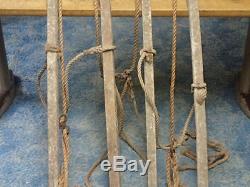 Antique Hay Trolley Large Straw Lifts Wood Rope Cast Iron Farm Barn Tool