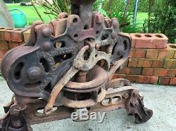 Antique Heavy Duty Cast Iron Hay Trolley Patent 1908 Barn Carrier Farm Tool