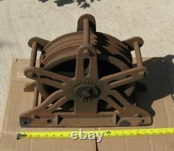 Antique Hollinger No. 12 Iron Stage Curtain/Scenery or Elevator Cable Pulley