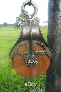 Antique Hudson Barn Pulley Block and Tackle Farm Trolley Cast Iron