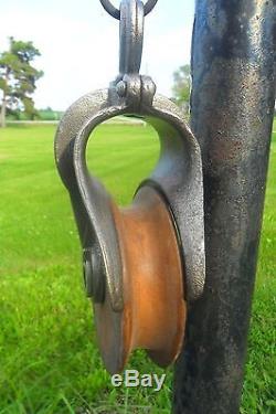 Antique Hudson Barn Pulley Block and Tackle Farm Trolley Cast Iron