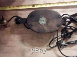 Antique Industrial Hanging Block Tackle Pulley with Hook Light Fixture Lamp