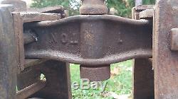 Antique Industrial Vulcan MPO Co. Cast Iron 1 Ton I Beam Hoist Trolley Pulley