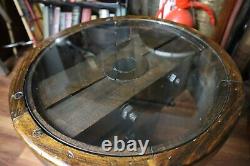 Antique Industrial Wooden Flat Belt Pulley Side Table 16 Diameter / Steampunk