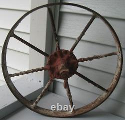 Antique Iron 8 Spoke Wheel Red Paint & White Grunge