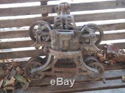 Antique Iron Myers Unloader Hay Track Trolley & Pulley Barn Find Asland Ohio