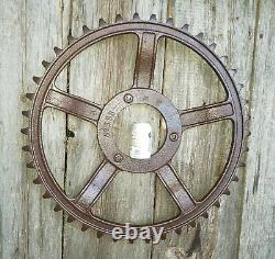 Antique Iron Wheel 5 spoke LARGE 28 sprocket! Amish rear wheel drive sprocket