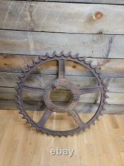 Antique Iron Wheel 5 spoke LARGE 28 sprocket! Steam Punk