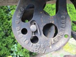 Antique J. A. Cross Hay Trolley & Pulleys Pat 1883 Working Original Condition